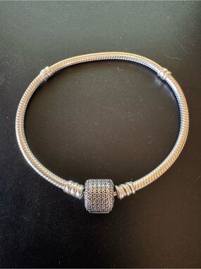 Pandora Charm Bracelet with cubic zirconia clasp